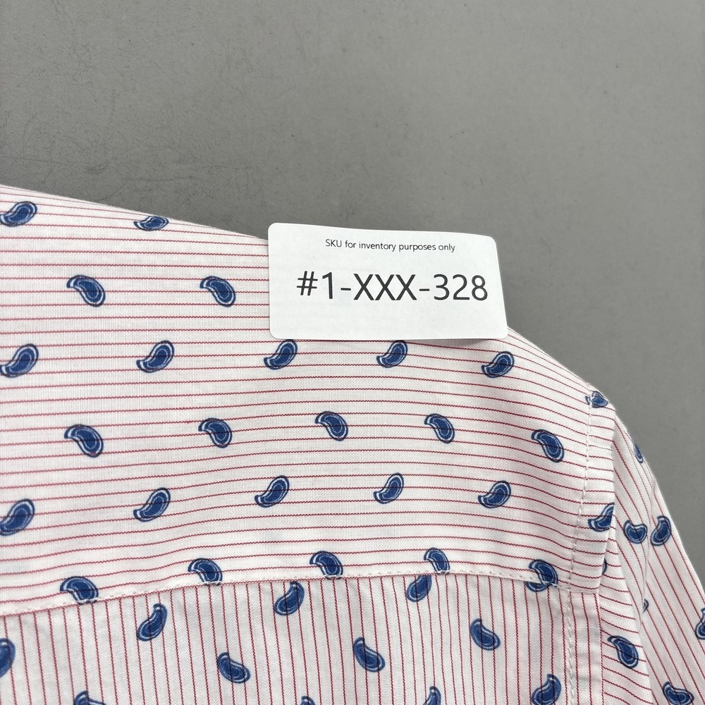 Ted Baker Shirt Mens 3XL White Blue Paisley Stripe Button Up Long Sleeve Cotton‎ - Picture 13 of 13